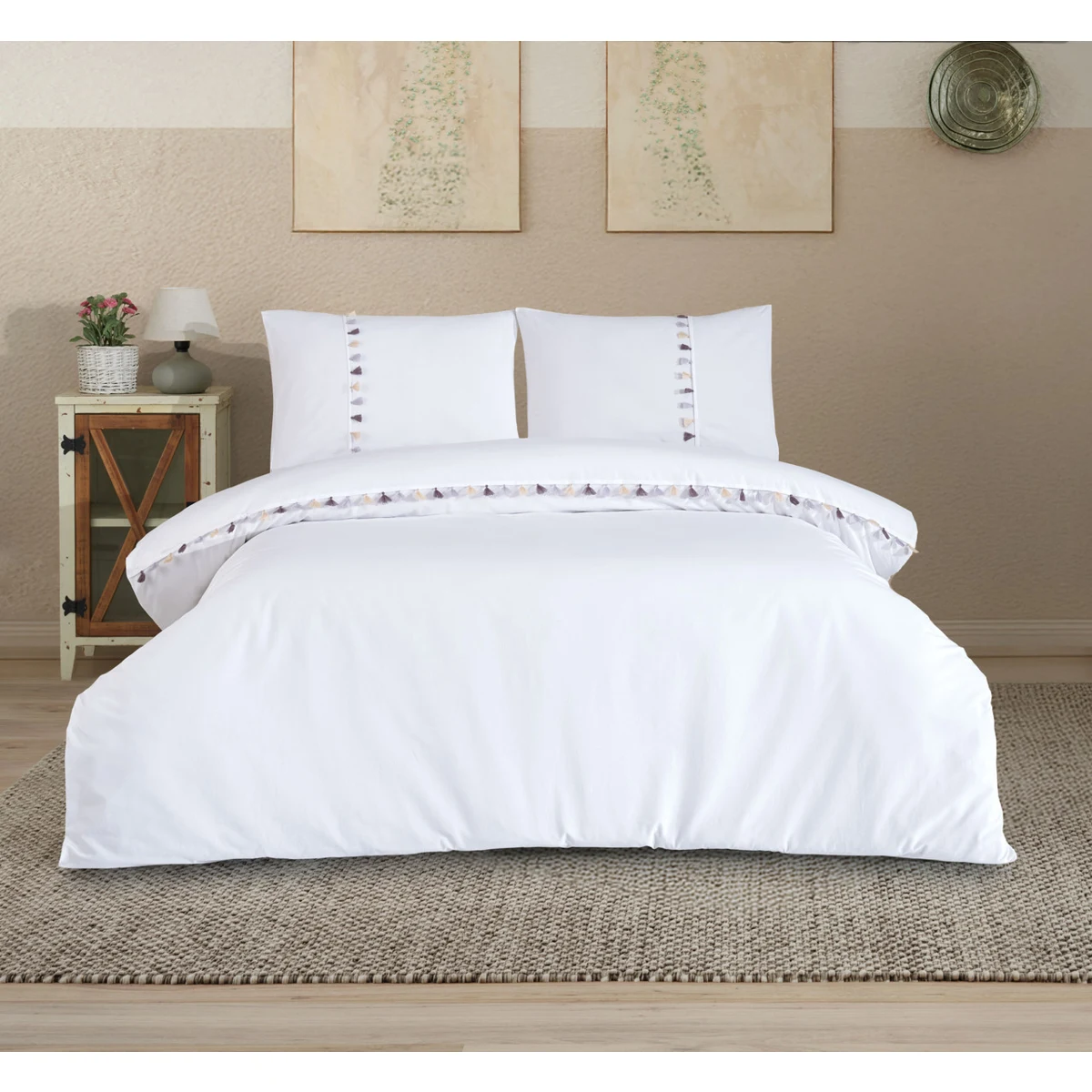 Manamo Efes Duvet Cover With Pillow Case Cotton White  160x220 + 50x70