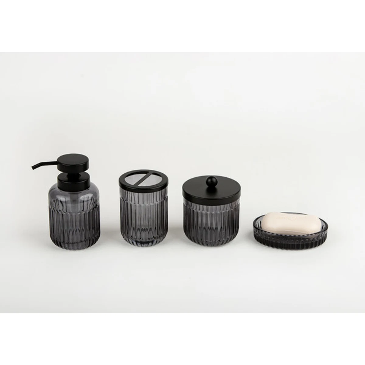 Manamo Diamond Toothpaste Dispenser Glass Black  8.1x8.1x10.9 cm