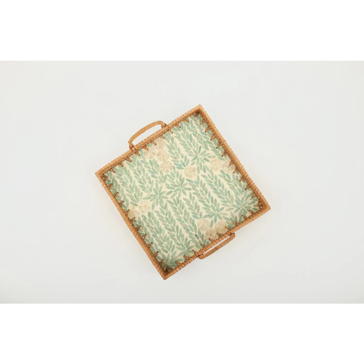 Manamo Madelyn Tray Bamboo/ Pearl / Rattan Green 33x31x12.5/6 cm