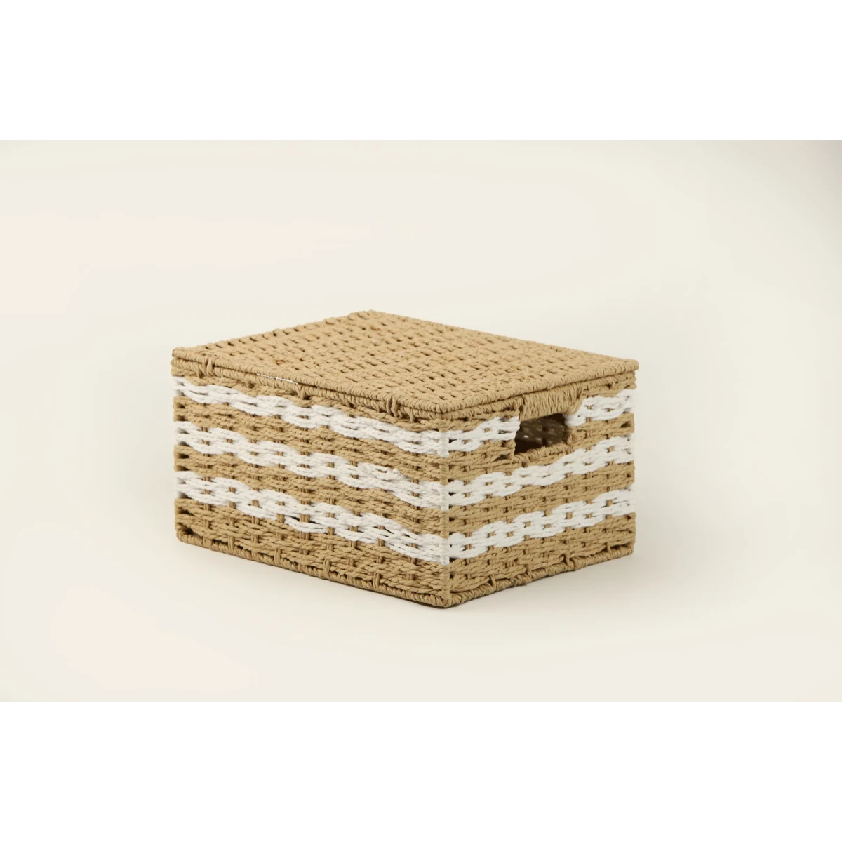 Manamo Pretty Lid Box Wicker Natural/White  36x28x19 cm