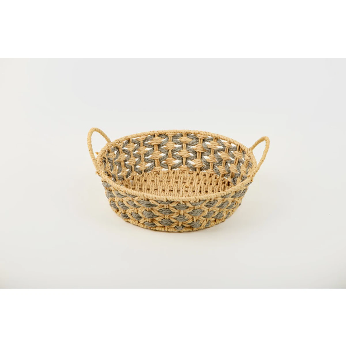 Manamo Bety Decorative Basket Wicker Natural/Grey Round 30x30x9 cm