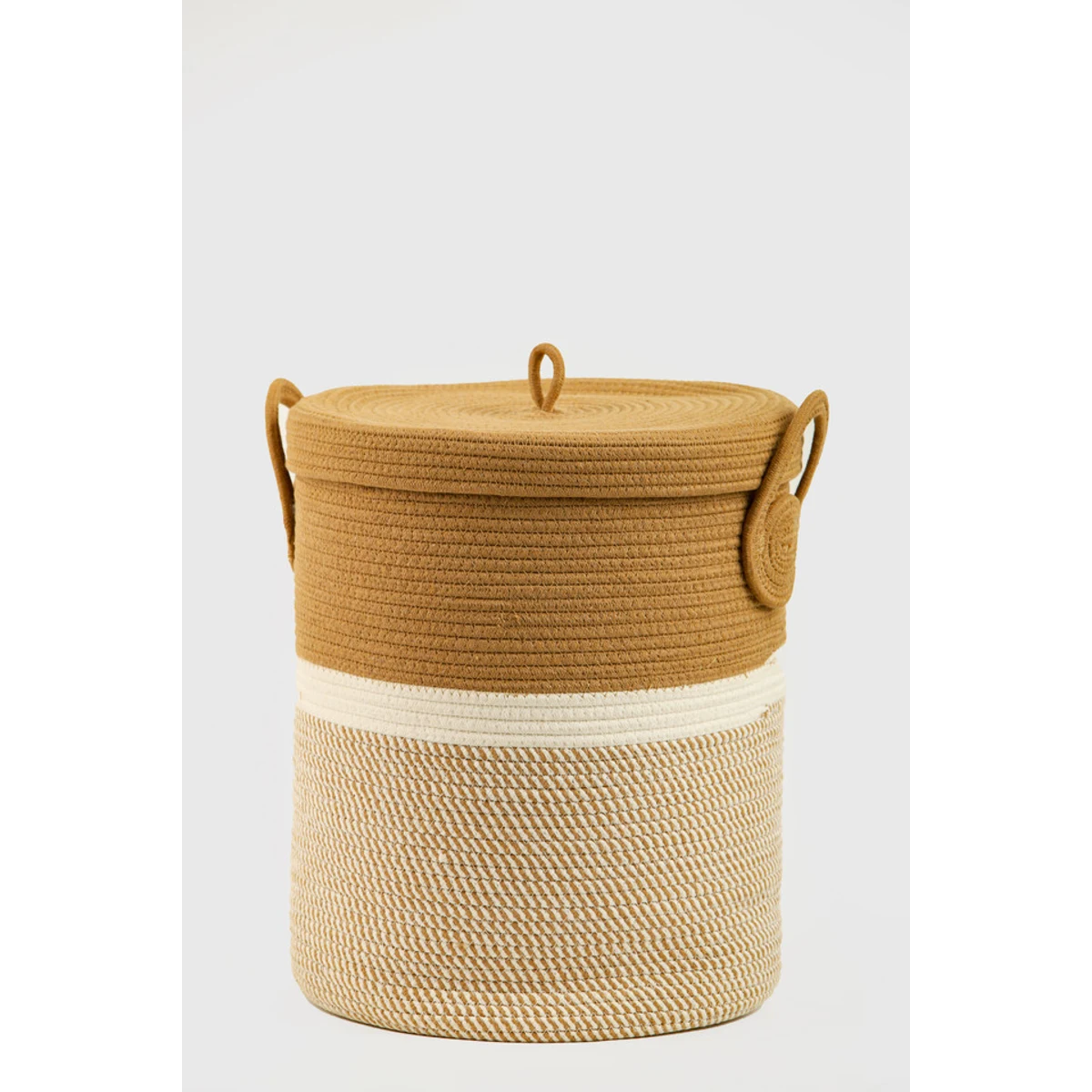 Manamo Lily Laundry Basket Cotton Covered Camel/White  38x45 cm