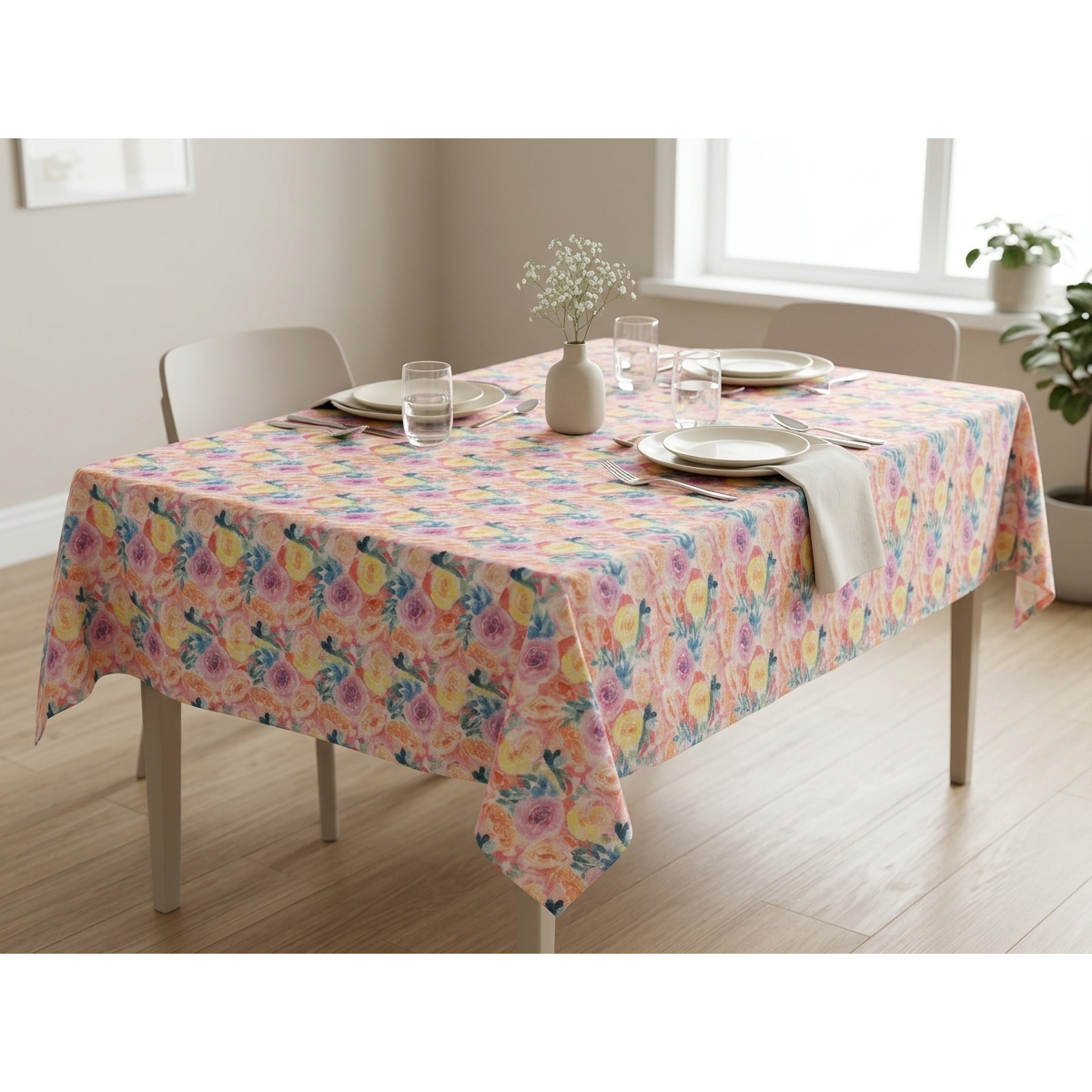 Manamo Bunny Bouquel Table Cloth Cotton Multi  150x150 cm