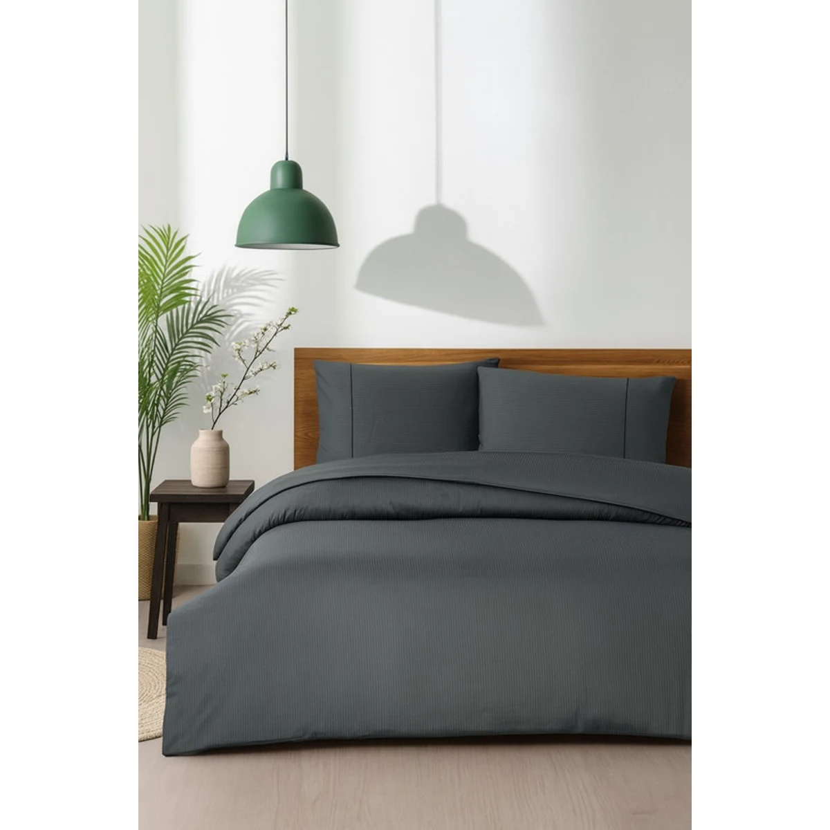 Manamo Luxury Bed Linen Set Stripe Saten Antrasit  200x220 +240x260+50x70 cm (2 pcs.)