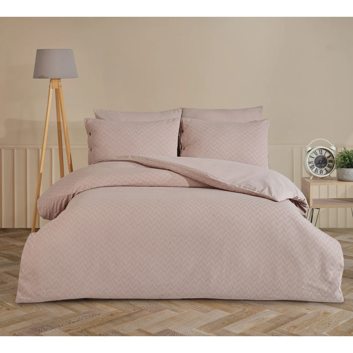 Manamo Nando Duvet Cover With Pillow Case Cotton Quartz  200x220 + 50x70 (2pcs)