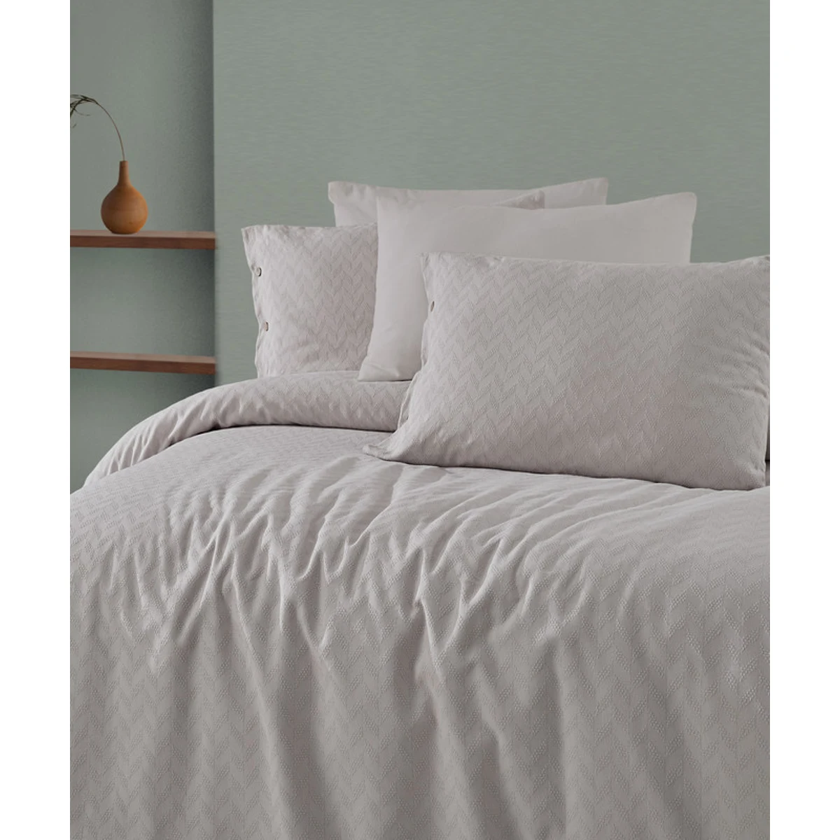Manamo Nando Duvet Cover With Pillow Case Cotton Grey  200x220 + 50x70 (2pcs)