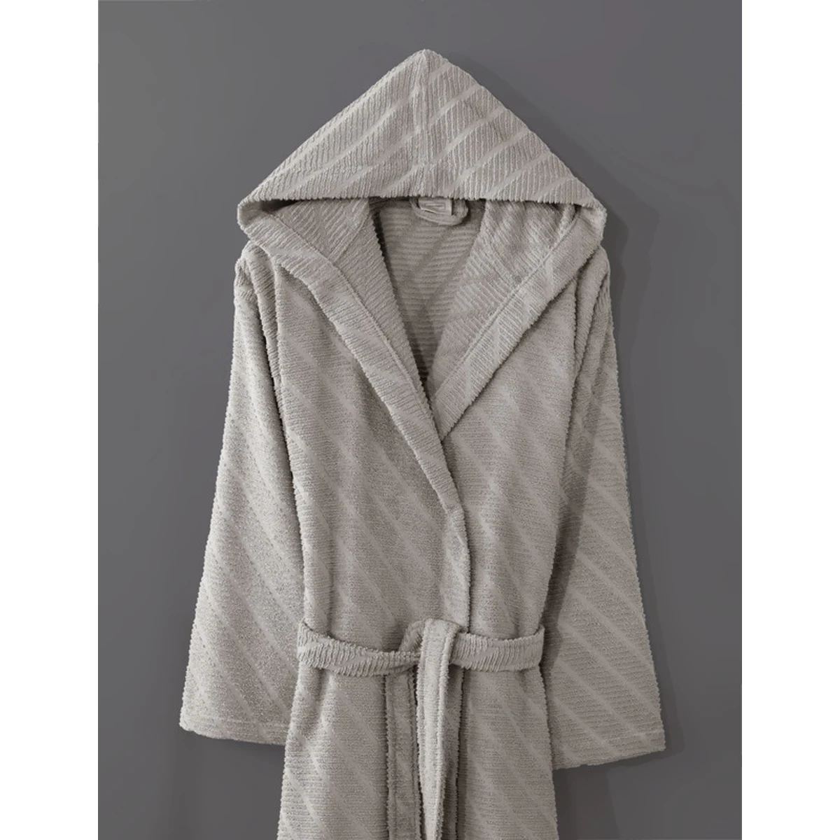 Manamo Dolce Bathrobe Cotton Vizon Jaqcuard Hooded L/XL