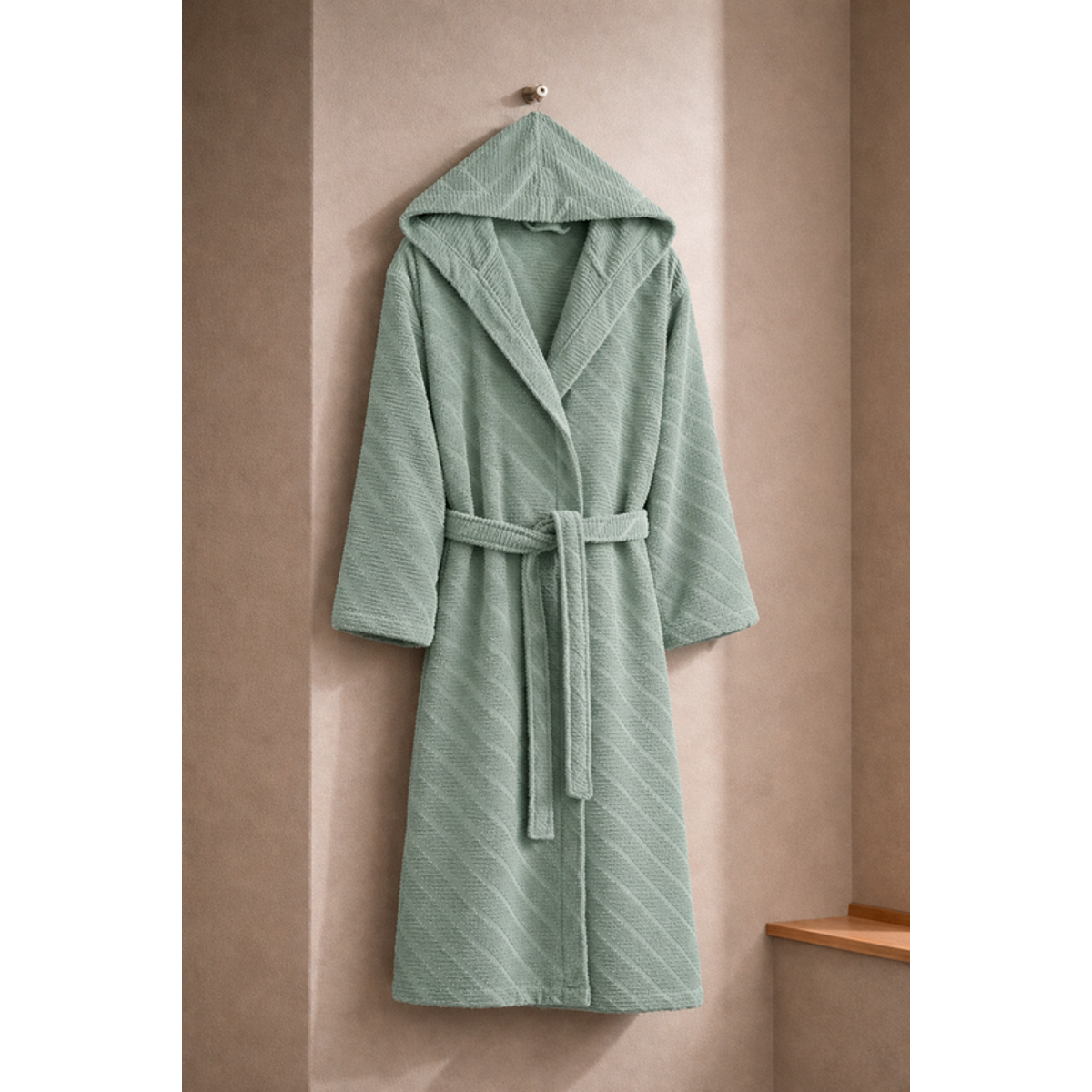 Manamo Dolce Bathrobe Cotton Cameo Jaqcuard Hooded 2XL/3XL