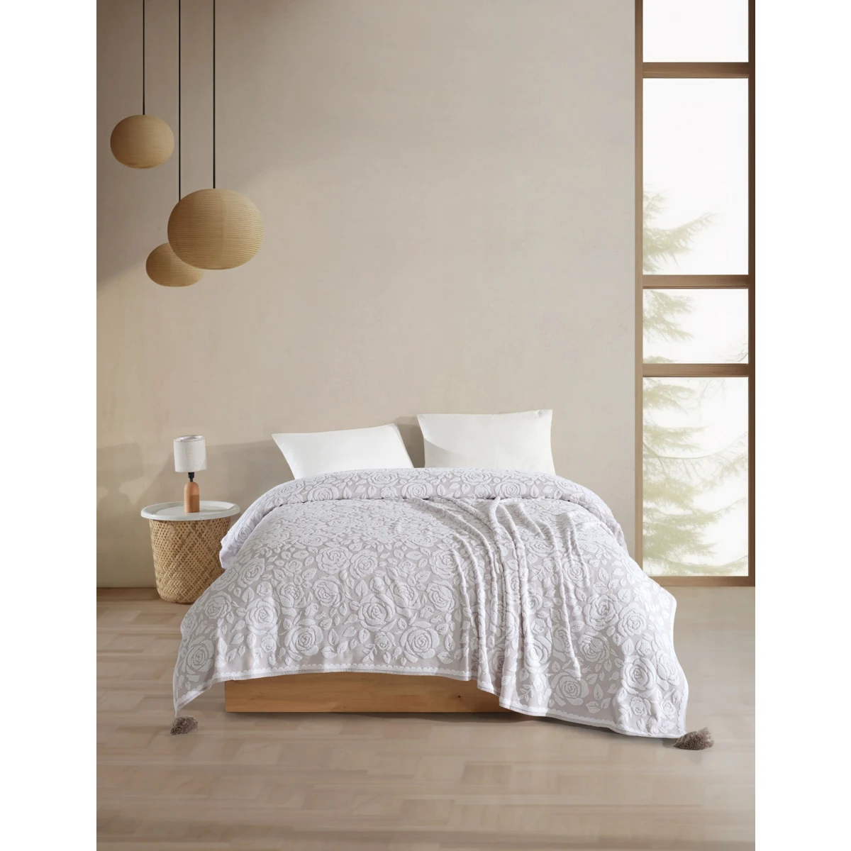 Manamo Rose Pike Cotton Towel White/Beige Single Size 160x230 cm