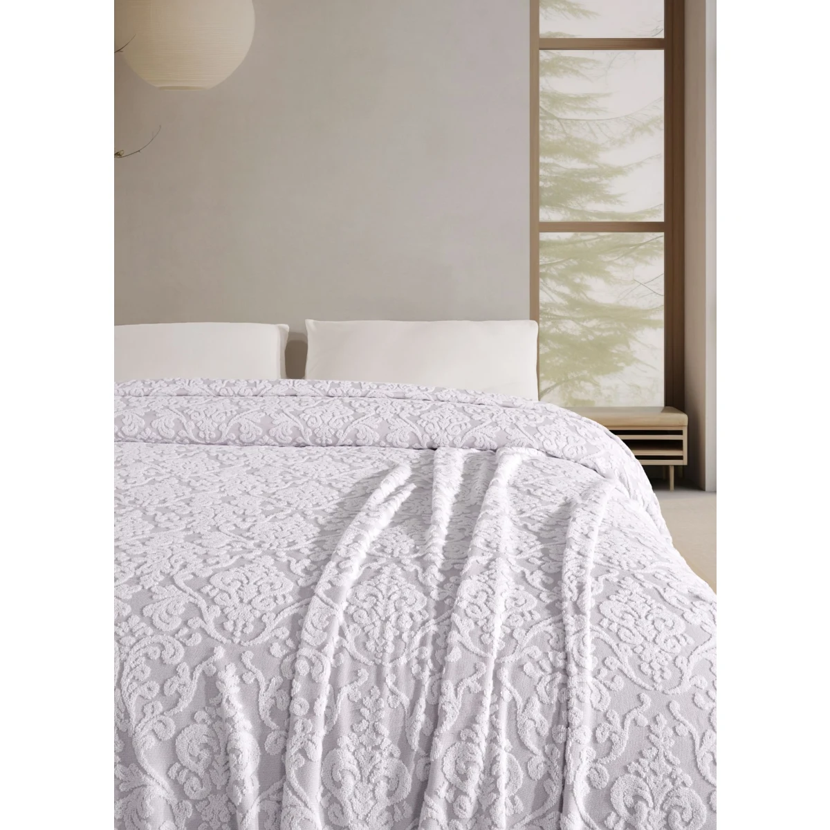 Manamo Lily Pique Cotton White/Grey Single Size 160x230 cm