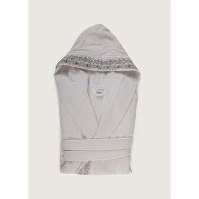 Manamo Blen Jacquard Hooded Bathrobe Cotton White S/M