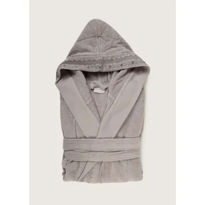 Manamo Blen Jacquard Hooded Bathrobe Cotton Grey L/XL