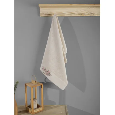 Manamo Tiny Rose Embroidered Face Towel Cotton Linen 50x85 cm