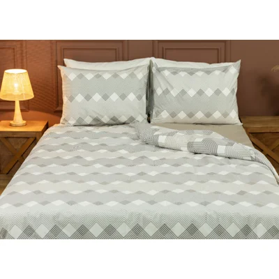 Manamo M&D Crisscross Duvet Cover With Pillow Case Cotton Mink/Beige Single 160x220 cm+50X70 cm