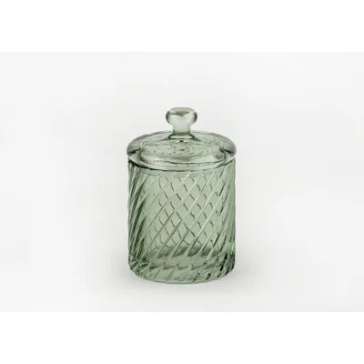 Manamo Pearl Cotton Cover Glass Green  10.2x10.2x15.3 cm