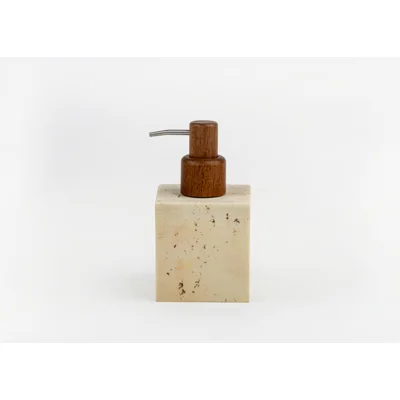 Manamo Fiona Liquid Soap Dispenser  Polyresin Stone Color  8.1x8.1x14.9 cm