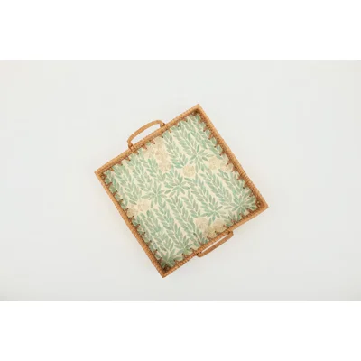 Manamo Madelyn Tray Bamboo/ Pearl / Rattan Green 33x31x12.5/6 cm
