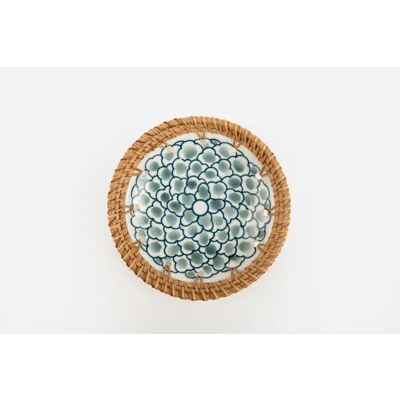 Manamo Elisa Plate Ceramic / Rattan Blue/White 15R