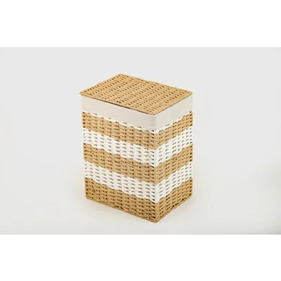 Manamo Pretty Laundry Basket Wicker Natural/White  44x33x56 cm