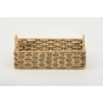 Manamo Bety Tray Wicker Natural/Grey Rectangular 38x28x10 cm