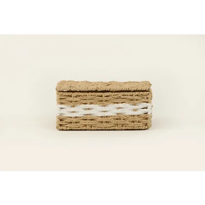 Manamo Pretty Lid Box Wicker Natural/White  23x16x10 cm