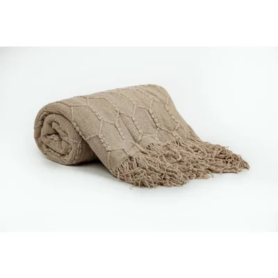 Manamo Honeycomb Throw Acrylic Beige 130x170 cm