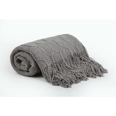 Manamo Honeycomb Throw Acrylic Light Grey 130x170 cm