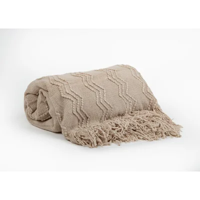 Manamo Zigzag Throw Acrylic Beige 130x170 cm