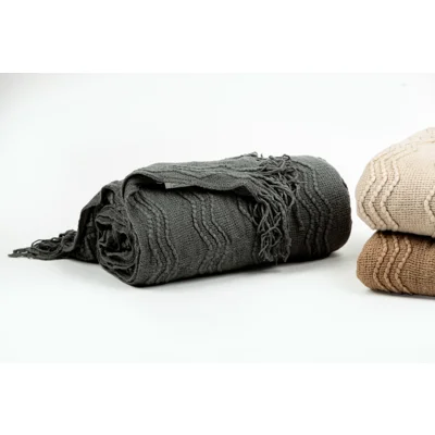 Manamo Zigzag Throw Acrylic Anthracite 130x170 cm