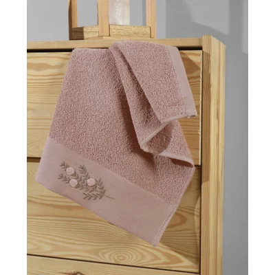 Manamo Tiny Rose Embroidered Hand Towel Cotton Blush 30x50 cm