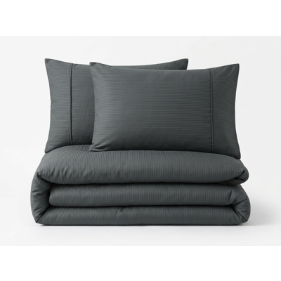 Manamo Luxury Bed Linen Set Stripe Saten Antrasit  200x220 +240x260+50x70 cm (2 pcs.)