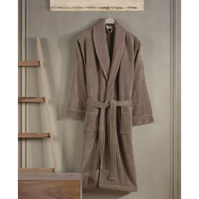 Manamo Jess Shawl Collar Bathrobe Cotton Mocha L/XL