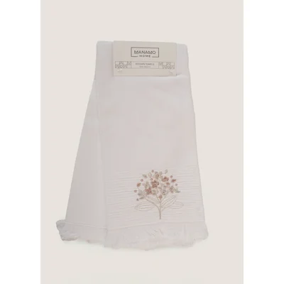 Manamo Evora Embroidered Kitchen Towel  Cotton White 50x70  (2pc) cm