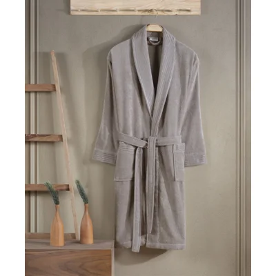 Manamo Jess Shawl Collar Bathrobe Cotton Beige 2XL/3XL