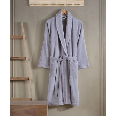 Manamo Jess Shawl Collar Bathrobe Cotton Gray L/XL