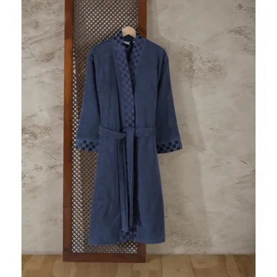 Manamo Checker Bathrobe Microcotton Carbon  2XL/3XL