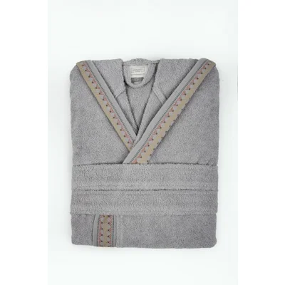 Manamo Linyi Bathrobe Cotton Metal Grey Jacquard Hooded S/M