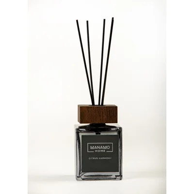 Manamo Citrus Harmony  Reed Diffuser With Wooden Cap  Grey 200 ml