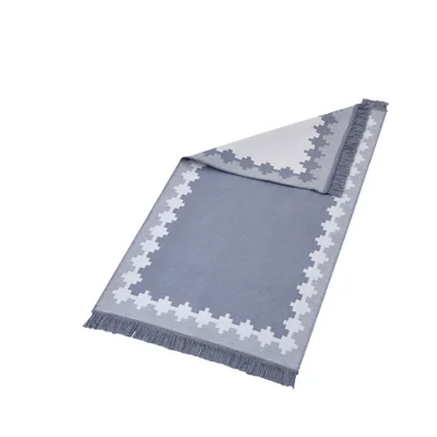 Manamo Cross Fringed Rug Acrylic Grey 80x150 cm