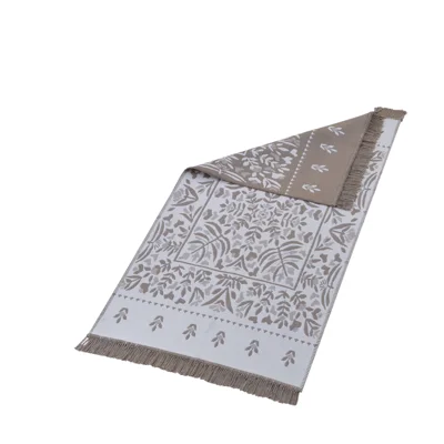 Manamo Leaf Fringed Rug Acrylic Beige 80x150 cm