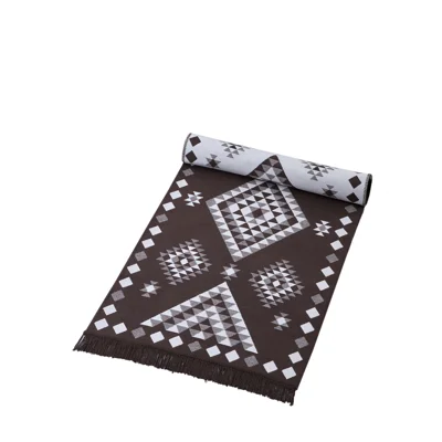 Manamo Geometric Fringed Rug Acrylic Brown 120x180 cm